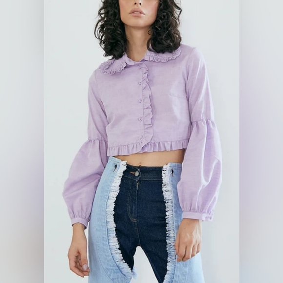 NWT Lorraine Holmes Cropped Top/Jacket in Lilac $319 Small 💜 - Picture 1 of 7